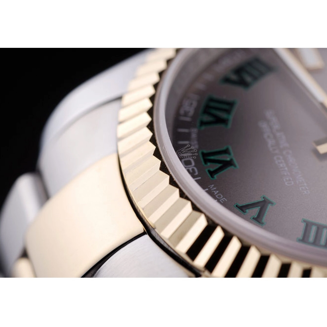 Aaa replica watch Ribbed 7460 Grey Dial Rolex Datejust Bezel 0516